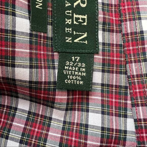 ‎Lauren Ralph Lauren Red Plaid Button Classic Shirt - Picture 6 of 9